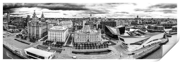 Liverpool Waterfront Black and White Print by Apollo Aerial Photography