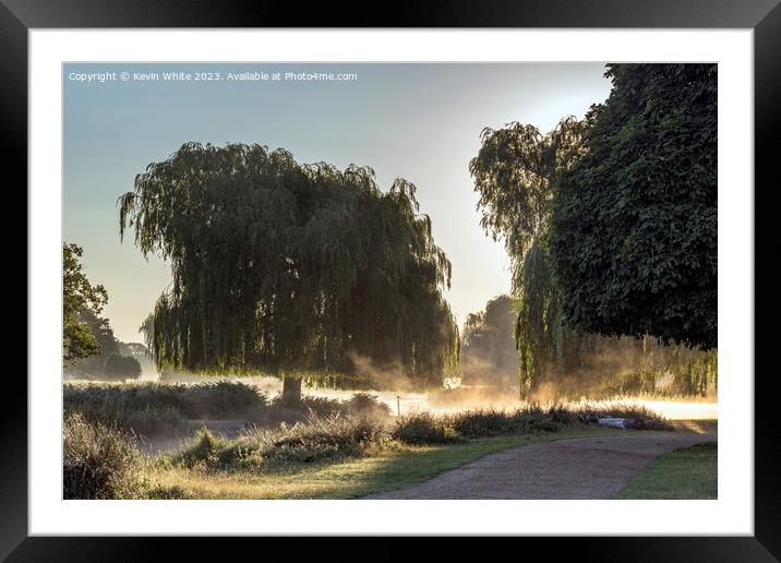 Evaporating mist at sunrise Framed Mounted Print by Kevin White