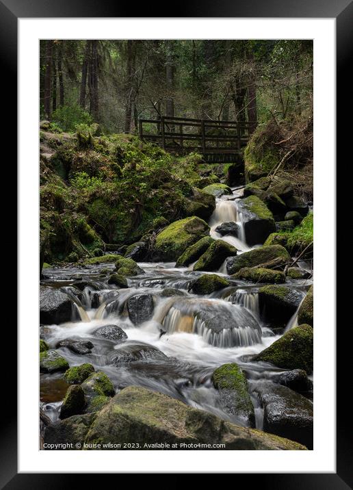 Waterfall under the bridge Framed Mounted Print by louise wilson