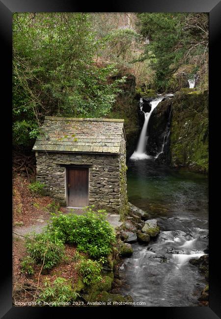 Rydal Hall Waterfall Framed Print by louise wilson