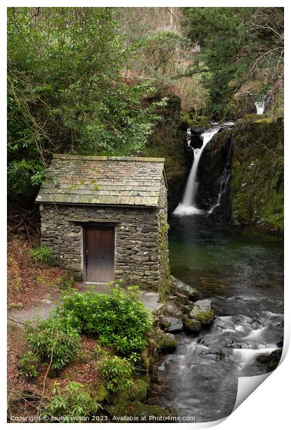 Rydal Hall Waterfall Print by louise wilson
