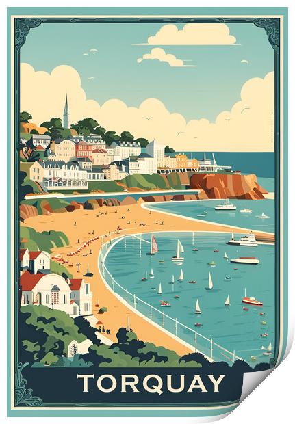Torquay Vintage Travel Poster Print by Picture Wizard