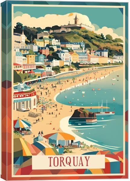Torquay Vintage Travel Poster Canvas Print by Picture Wizard