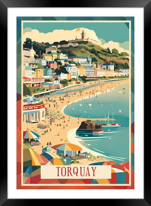 Torquay Vintage Travel Poster Framed Mounted Print by Picture Wizard
