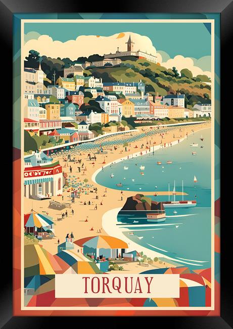 Torquay Vintage Travel Poster Framed Print by Picture Wizard