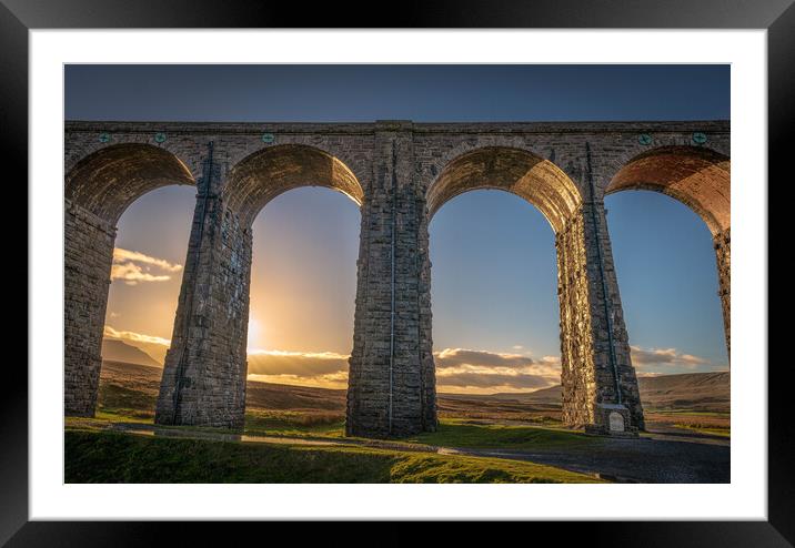 Ribblehead Viaduct Sunset Framed Mounted Print by Paul Grubb