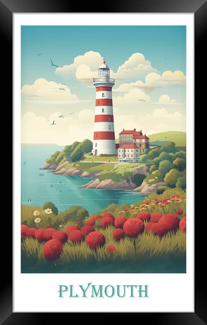 Plymouth Travel Poster Framed Print by Steve Smith
