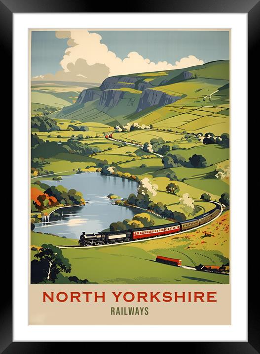 North Yorkshire Vintage Travel Poster Framed Mounted Print by Picture Wizard