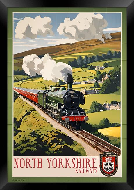 North Yorkshire Vintage Travel Poster Framed Print by Picture Wizard