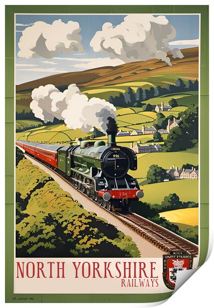 North Yorkshire Vintage Travel Poster Print by Picture Wizard