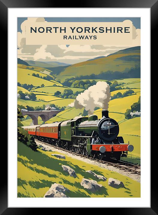 North Yorkshire Vintage Travel Poster Framed Mounted Print by Picture Wizard