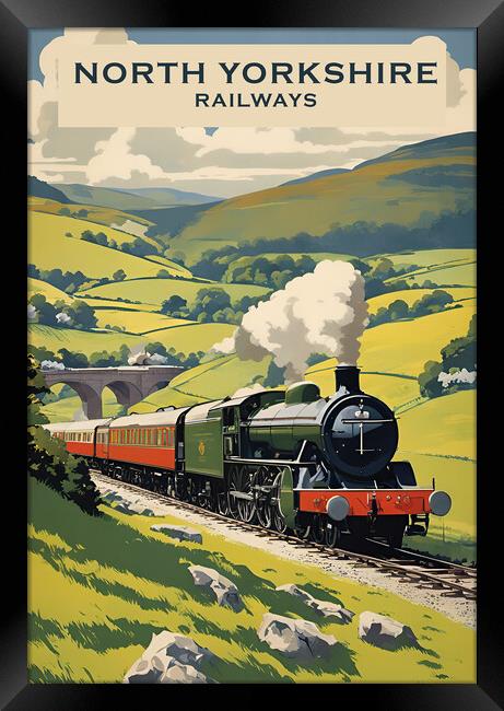 North Yorkshire Vintage Travel Poster Framed Print by Picture Wizard