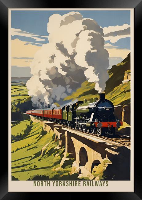 North Yorkshire Vintage Travel Poster Framed Print by Picture Wizard