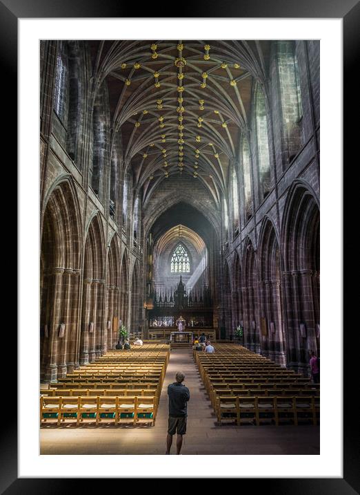 Chester Cathedral Sunbeam Framed Mounted Print by Paul Grubb