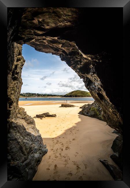 Cornish Cave View Framed Print by Paul Grubb