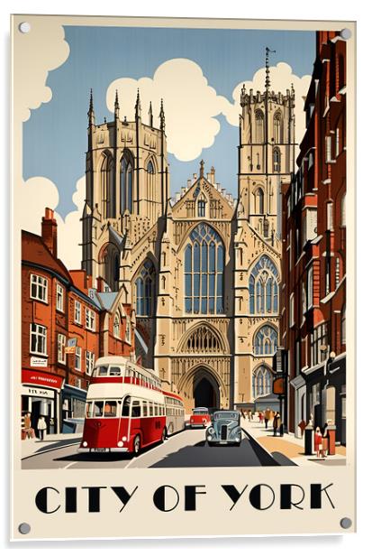 York Vintage Travel Poster   Acrylic by Picture Wizard
