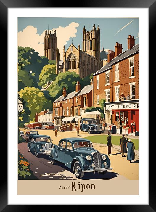 Ripon Vintage Travel Poster Framed Mounted Print by Picture Wizard
