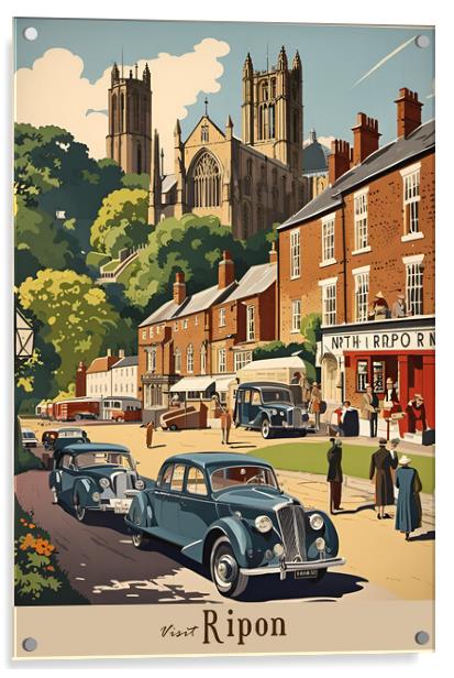 Ripon Vintage Travel Poster Acrylic by Picture Wizard