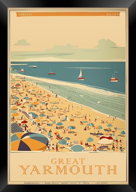 Great Yarmouth Vintage Travel Poster Framed Print by Picture Wizard