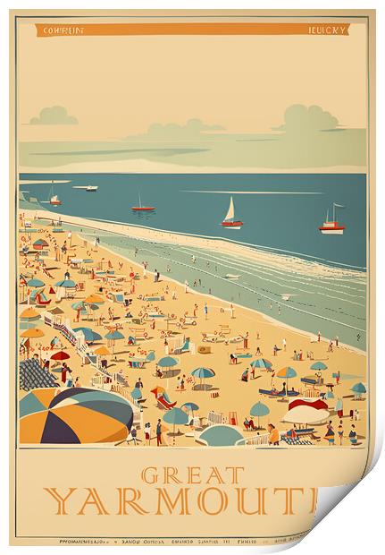 Great Yarmouth Vintage Travel Poster Print by Picture Wizard