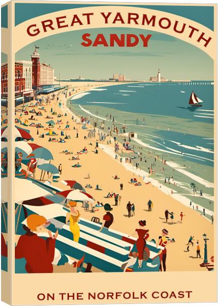 Great Yarmouth Vintage Travel Poster Canvas Print by Picture Wizard