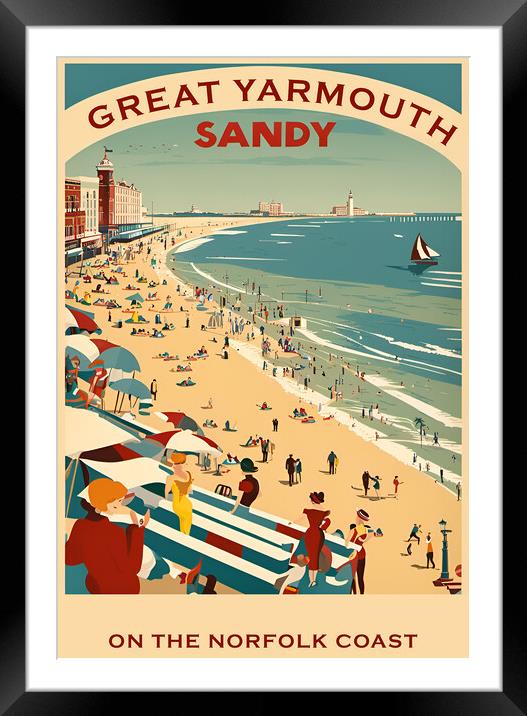 Great Yarmouth Vintage Travel Poster Framed Mounted Print by Picture Wizard