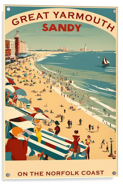 Great Yarmouth Vintage Travel Poster Acrylic by Picture Wizard