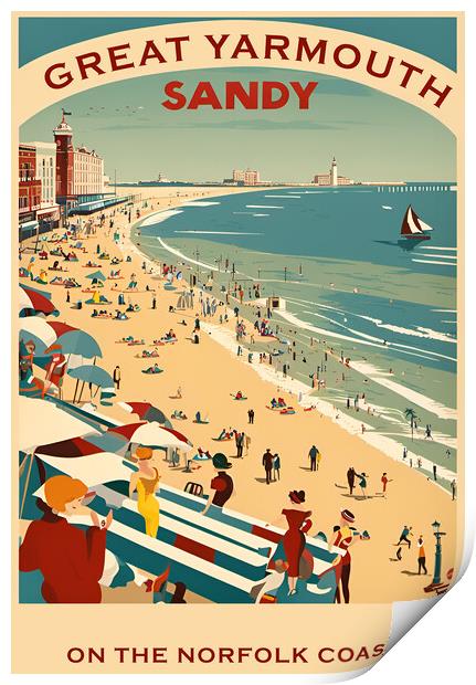 Great Yarmouth Vintage Travel Poster Print by Picture Wizard