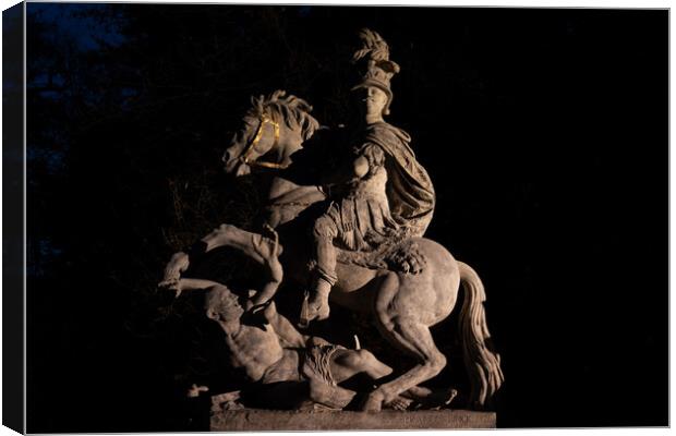 King Jan III Sobieski Monument At Night Canvas Print by Artur Bogacki