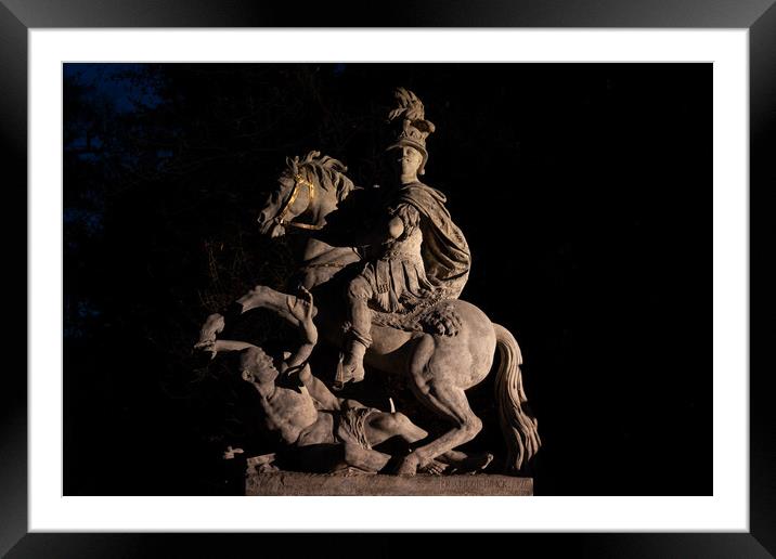 King Jan III Sobieski Monument At Night Framed Mounted Print by Artur Bogacki