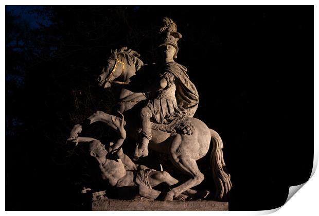 King Jan III Sobieski Monument At Night Print by Artur Bogacki