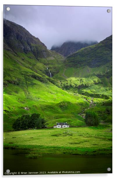 Lone Cottage in the Glencoe Mountains - Scotland Acrylic by Brian Jannsen