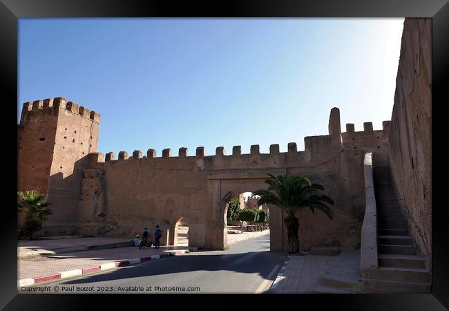 City walls and gate, Taroudant, Morocco Framed Print by Paul Boizot