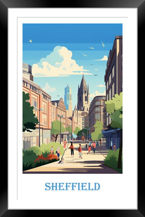Sheffield Travel Poster Framed Mounted Print by Steve Smith