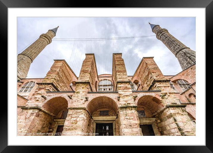 Entrance Hagia Sophia Mosque Dome Minarets Istanbul Turkey Framed Mounted Print by William Perry