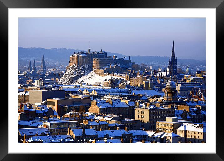 Edinburgh cityscape in winter Framed Mounted Print by Craig Brown