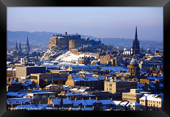 Edinburgh cityscape in winter Framed Print by Craig Brown