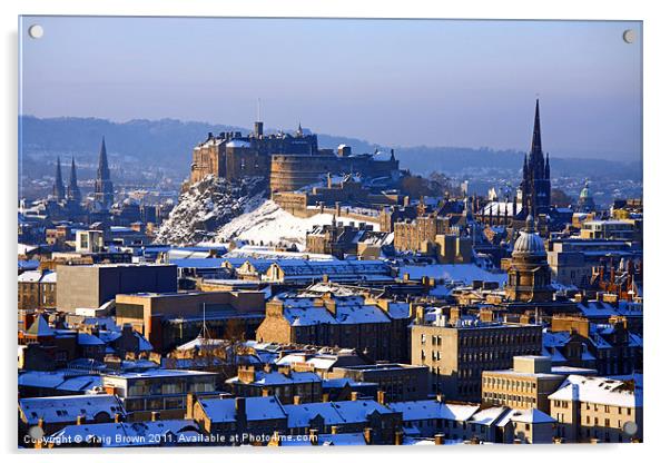 Edinburgh cityscape in winter Acrylic by Craig Brown