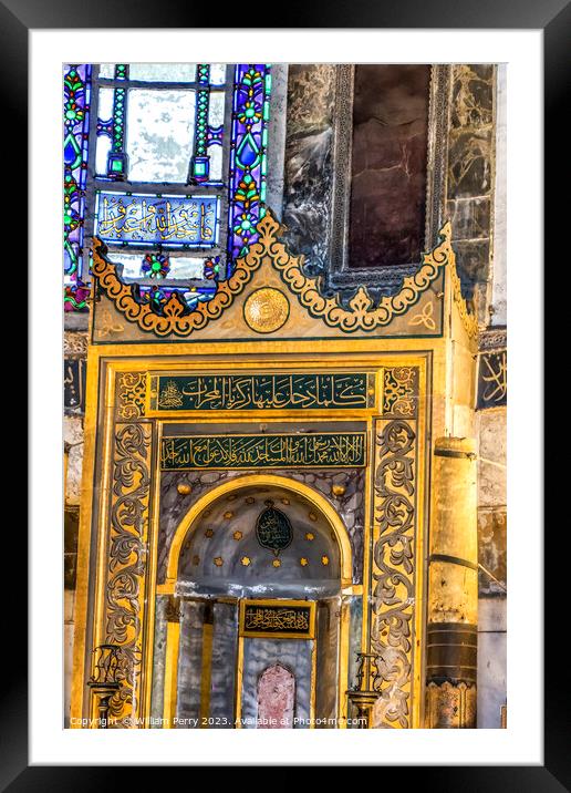 Prayer Site Mikvah Hagia Sophia Mosque Basilica Istanbul Turkey Framed Mounted Print by William Perry