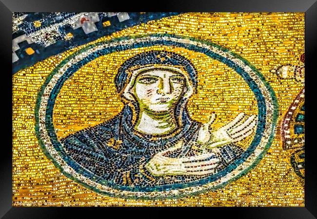 Virgin Mary Mosaic Entrance Hagia Sophia Mosque Istanbul Turkey Framed Print by William Perry