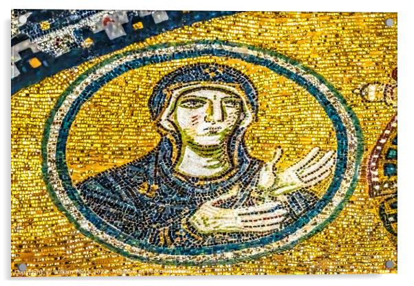 Virgin Mary Mosaic Entrance Hagia Sophia Mosque Istanbul Turkey Acrylic by William Perry