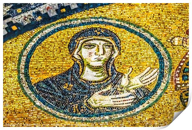 Virgin Mary Mosaic Entrance Hagia Sophia Mosque Istanbul Turkey Print by William Perry