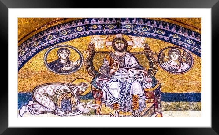 Jesus Christ Mosaic Entrance Hagia Sophia Mosque Istanbul Turkey Framed Mounted Print by William Perry