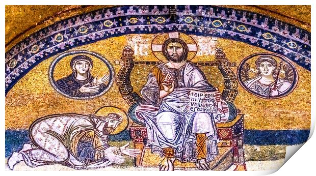 Jesus Christ Mosaic Entrance Hagia Sophia Mosque Istanbul Turkey Print by William Perry