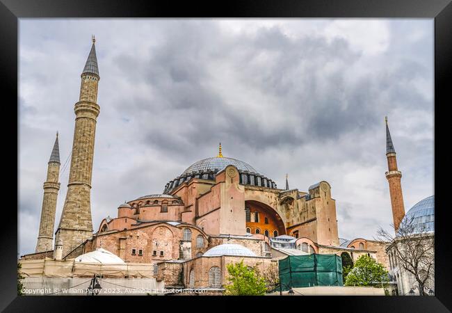 Hagia Sophia Mosque Dome Minarets Istanbul Turkey Framed Print by William Perry