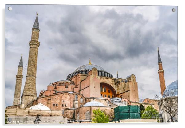 Hagia Sophia Mosque Dome Minarets Istanbul Turkey Acrylic by William Perry