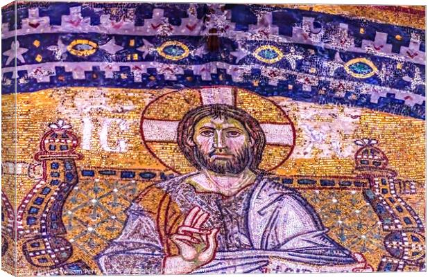 Jesus Christ Mosaic Entrance Hagia Sophia Mosque Istanbul Turkey Canvas Print by William Perry