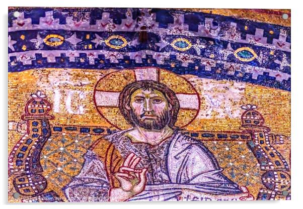 Jesus Christ Mosaic Entrance Hagia Sophia Mosque Istanbul Turkey Acrylic by William Perry