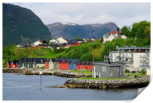 Boat Houses in Alesund Norway Print by Martyn Arnold