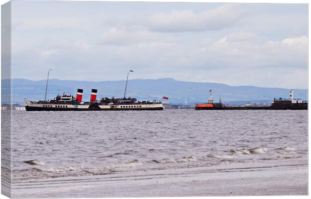 PS Waverley leaving Ayr harbour Canvas Print by Allan Durward Photography